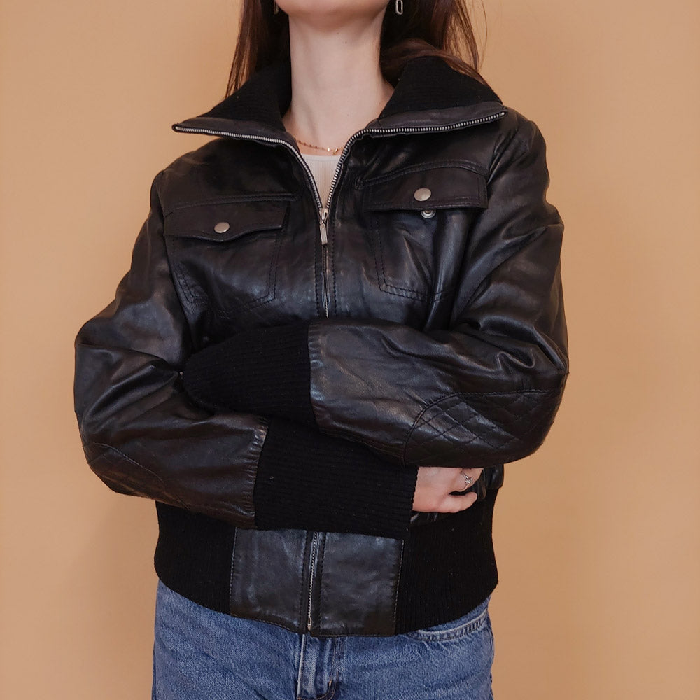 VIN-OUTW-34163 Vintage δερμάτινο jacket Y2K S-M