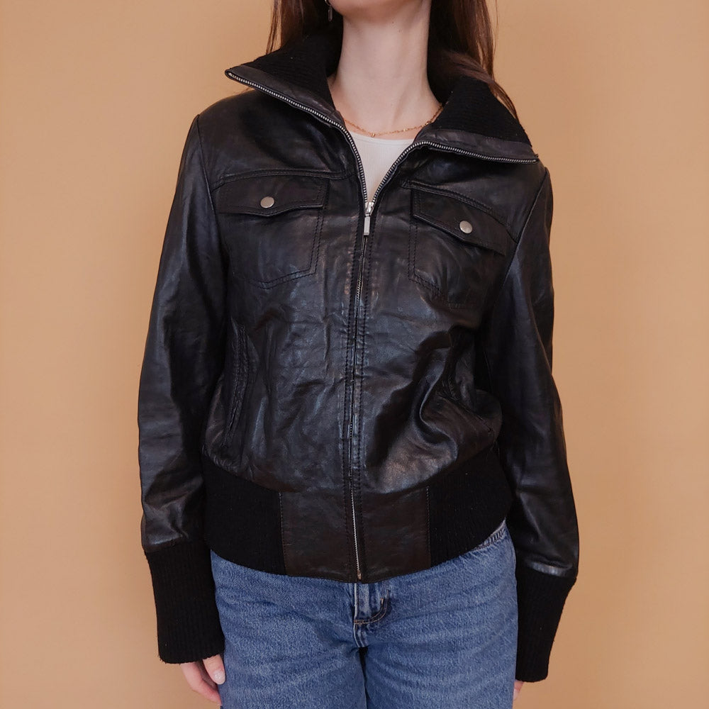 VIN-OUTW-34163 Vintage δερμάτινο jacket Y2K S-M