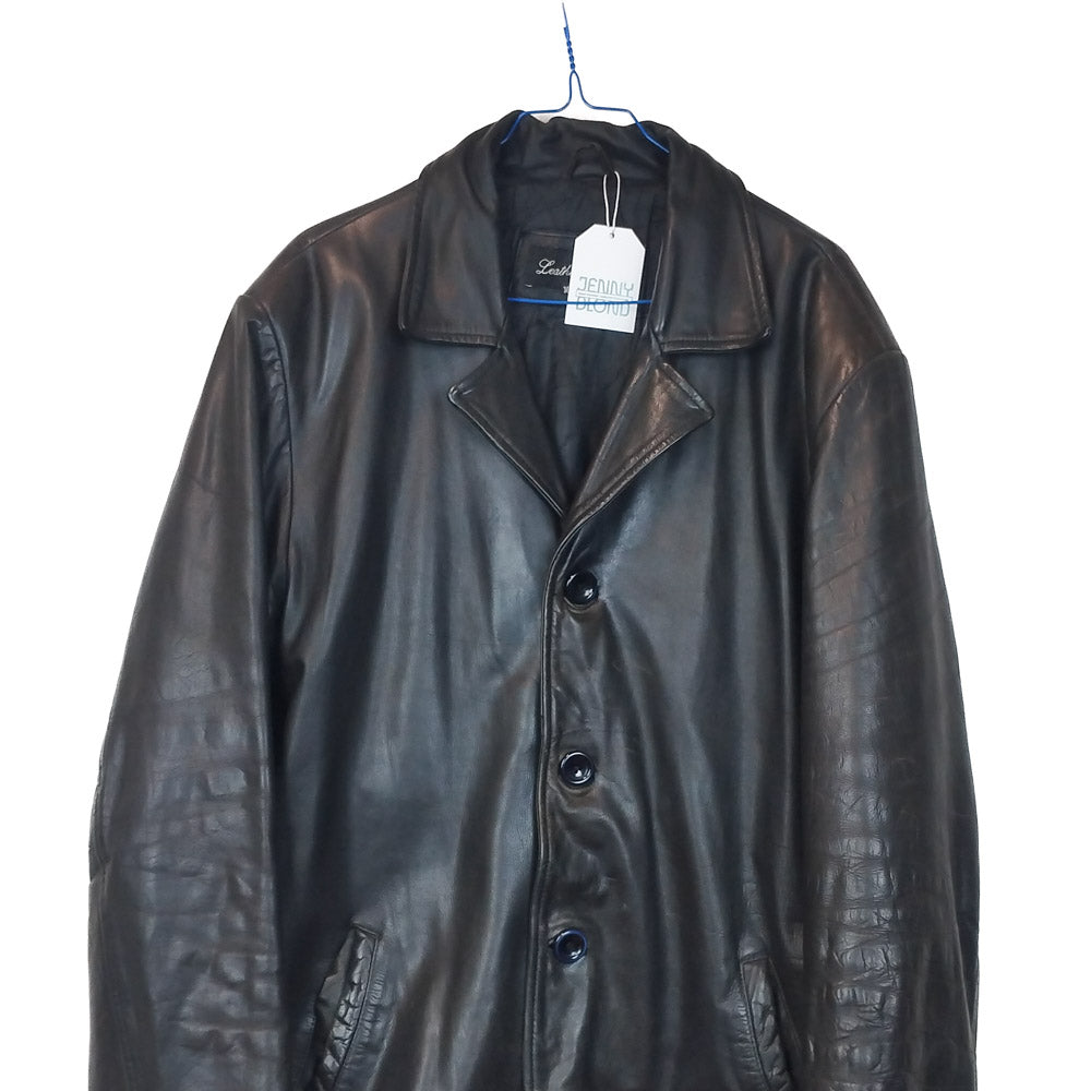 VIN-OUTW-33370 Vintage μαύρο δερμάτινο jacket M