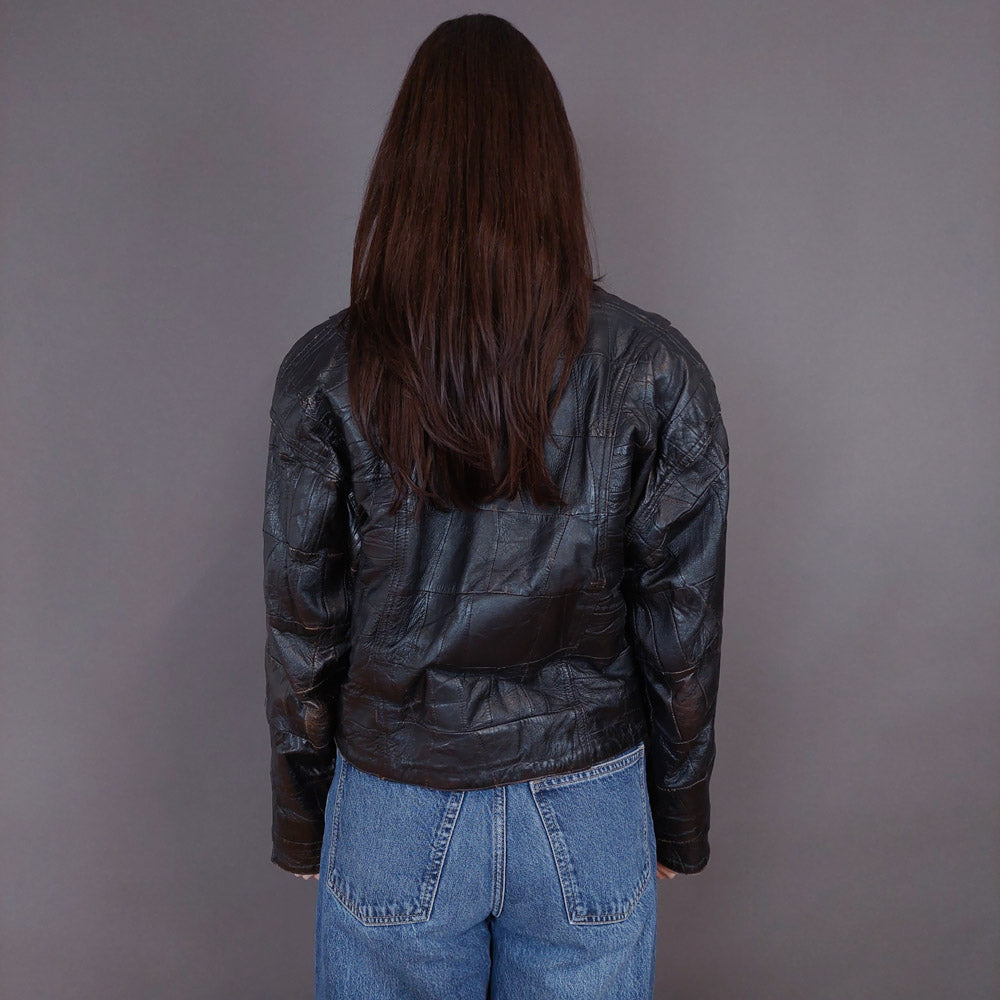 VIN-OUTW-33341 Vintage δερμάτινο jacket φθαρμένο στυλ S-M