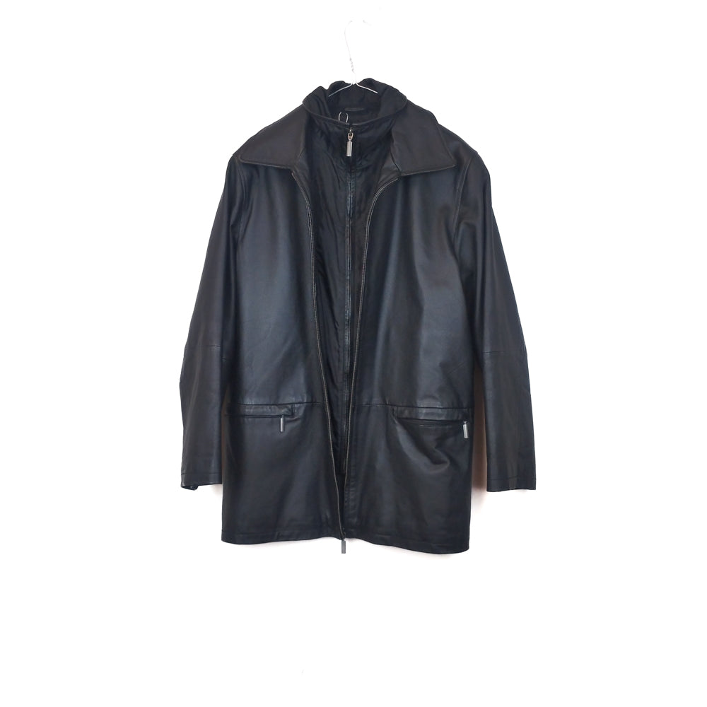 VIN-OUTW-32888 Vintage μαύρο δερμάτινο jacket M