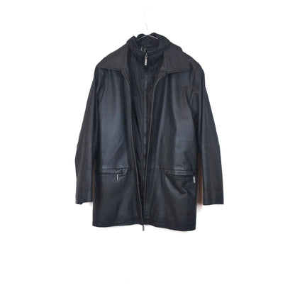 VIN-OUTW-32888 Vintage μαύρο δερμάτινο jacket M