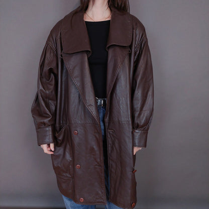 VIN-OUTW-33342 Vintage δερμάτινο jacket καφέ XL