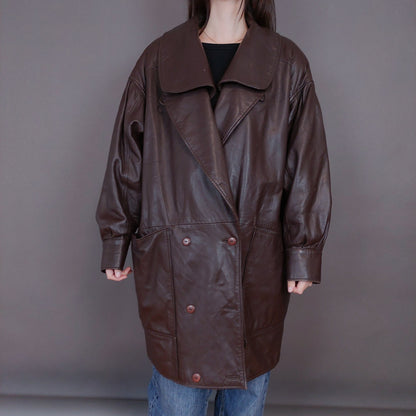 VIN-OUTW-33342 Vintage δερμάτινο jacket καφέ XL