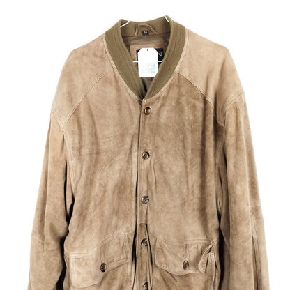 VIN-OUTW-28731 Vintage δερμάτινο suede bomber jacket μπεζ XL