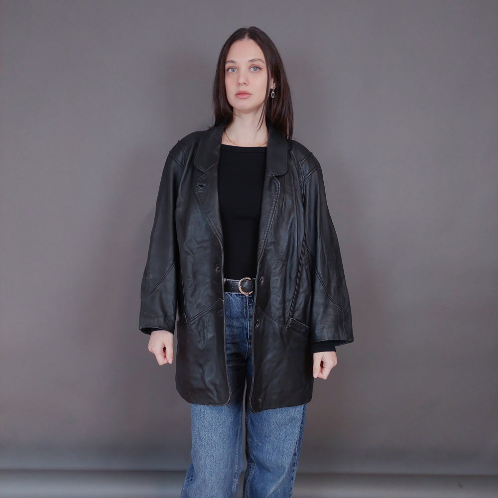 VIN-OUTW-33343 Vintage δερμάτινο jacket μαύρο L