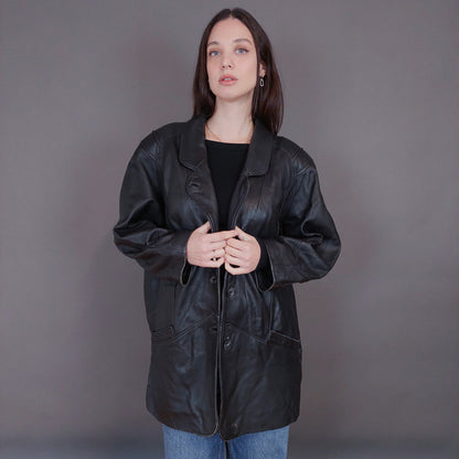 VIN-OUTW-33343 Vintage δερμάτινο jacket μαύρο L