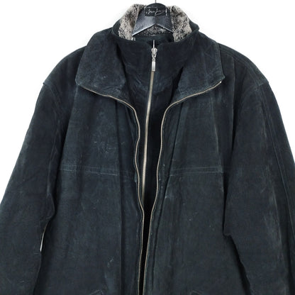 VIN-OUTW-28732 Vintage δερμάτινο suede jacket μακρύ μαύρο L