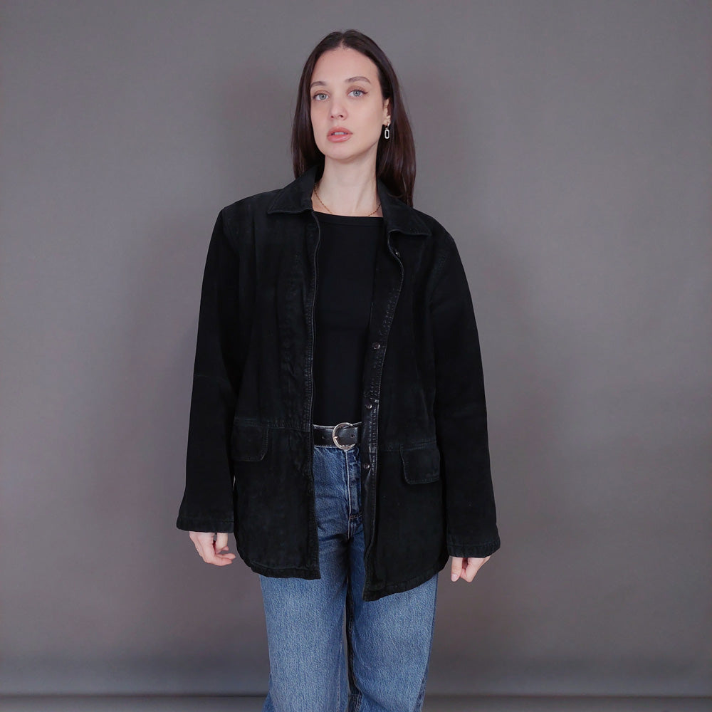 VIN-OUTW-33344 Vintage δερμάτινο σουέντ jacket μαύρο M