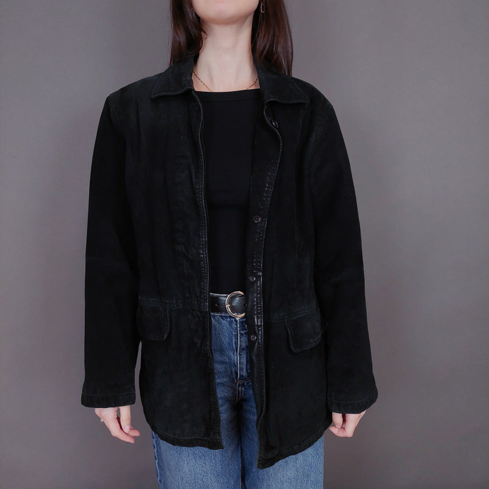 VIN-OUTW-33344 Vintage δερμάτινο σουέντ jacket μαύρο M