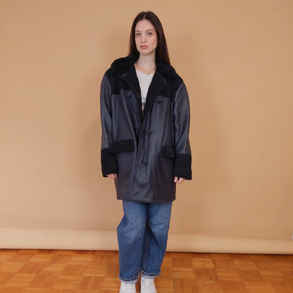 VIN-OUTW-34124 Vintage δερμάτινο 90's style jacket σκούρο μπλε XL