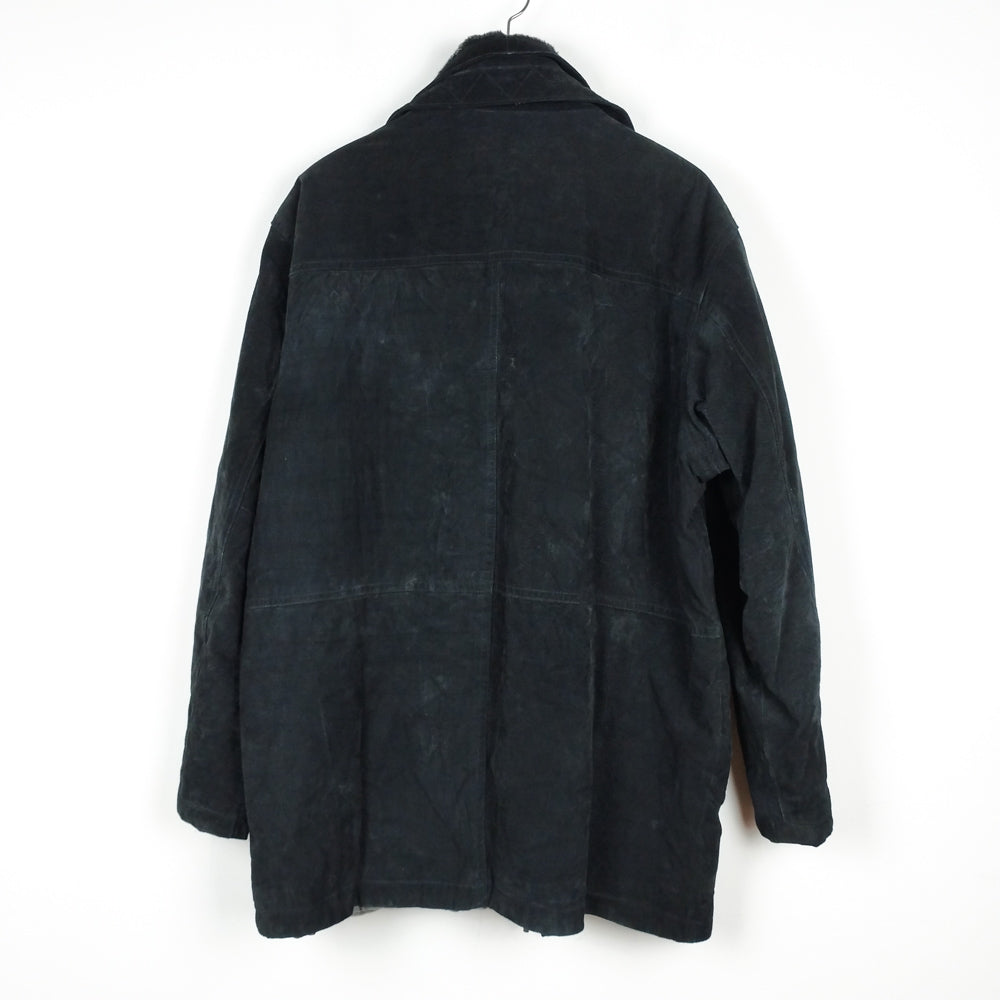 VIN-OUTW-28732 Vintage δερμάτινο suede jacket μακρύ μαύρο L