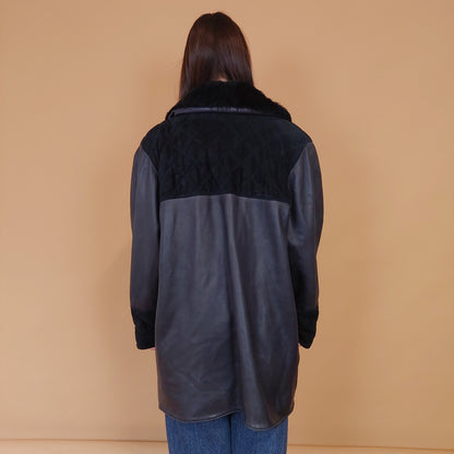 VIN-OUTW-34124 Vintage δερμάτινο 90's style jacket σκούρο μπλε XL