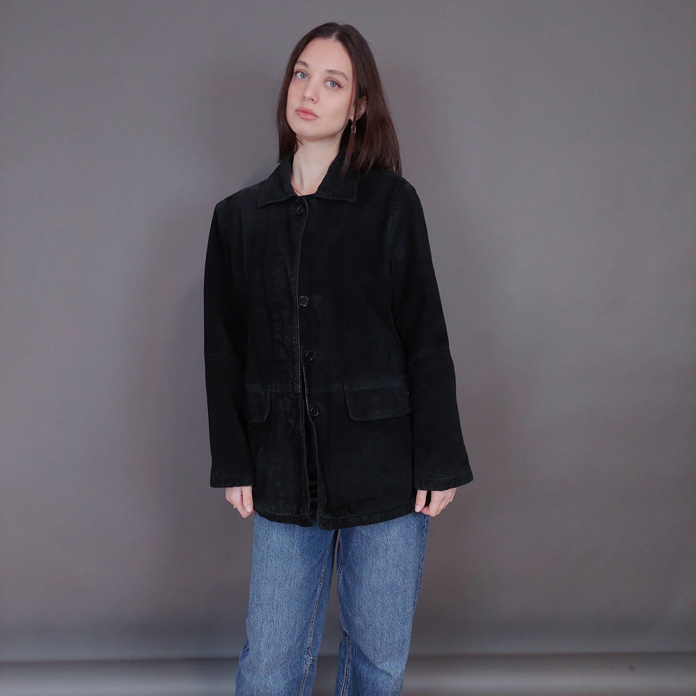 VIN-OUTW-33344 Vintage δερμάτινο σουέντ jacket μαύρο M