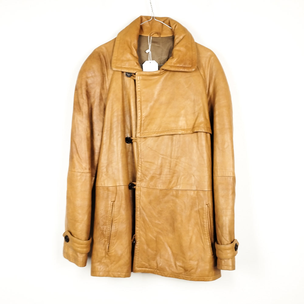 VIN-OUTW-28732 Vintage δερμάτινο suede jacket μακρύ μαύρο L