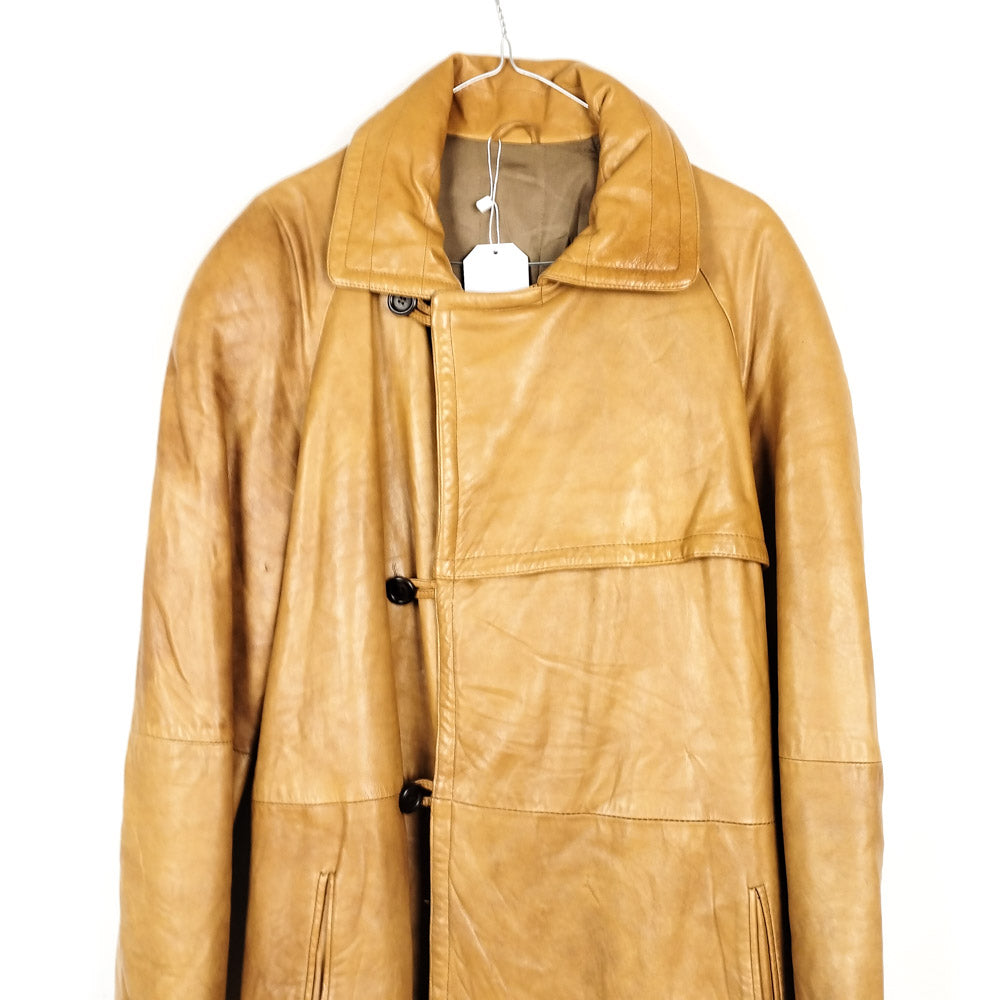 VIN-OUTW-28732 Vintage δερμάτινο suede jacket μακρύ μαύρο L