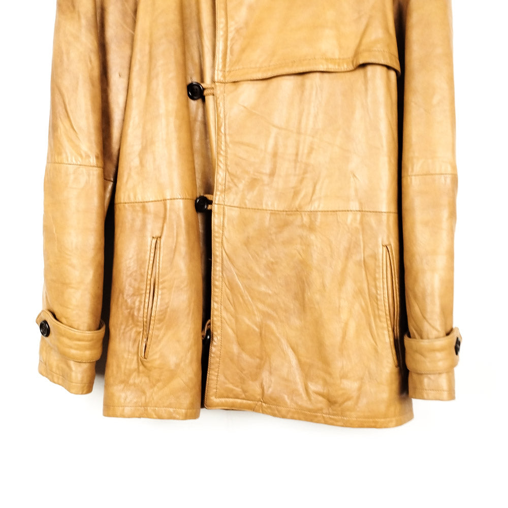 VIN-OUTW-28732 Vintage δερμάτινο suede jacket μακρύ μαύρο L