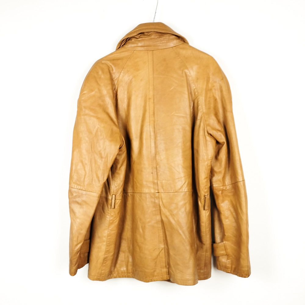 VIN-OUTW-28732 Vintage δερμάτινο suede jacket μακρύ μαύρο L