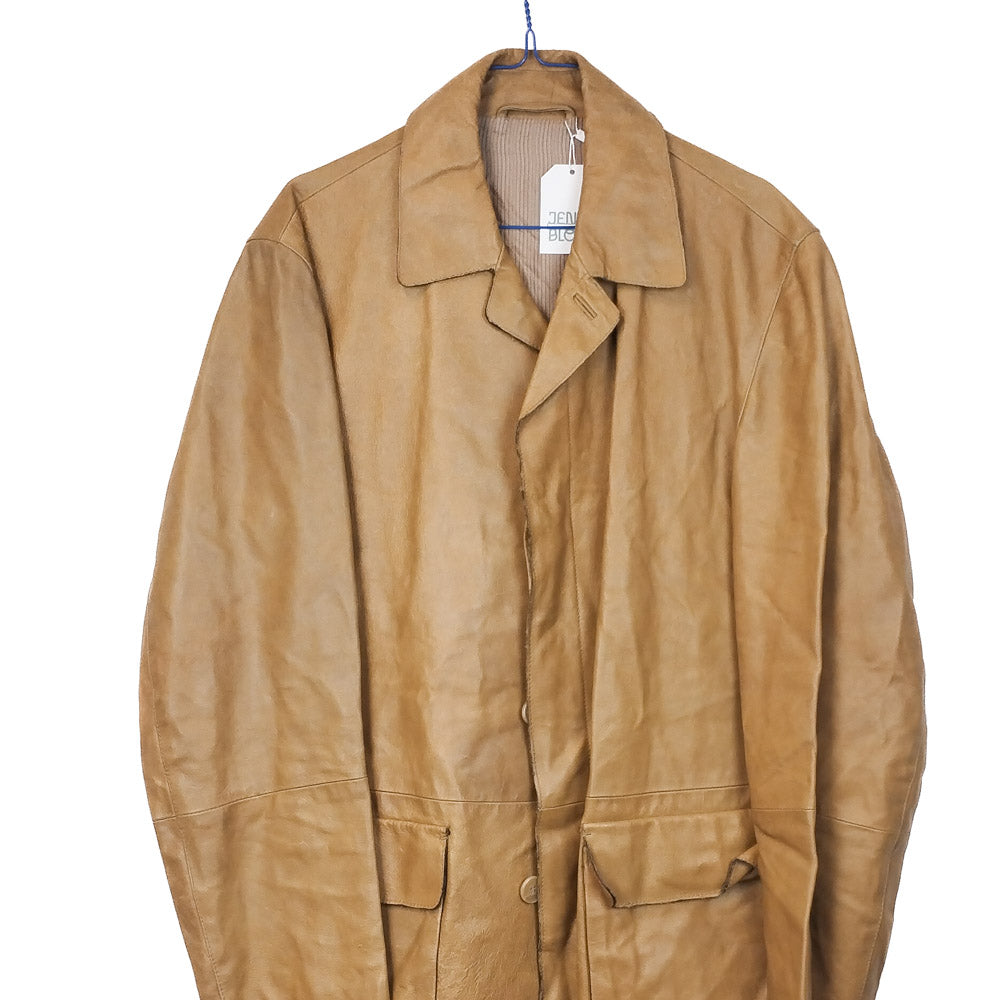 VIN-OUTW-32883 Vintage μπεζ δερμάτινο jacket M