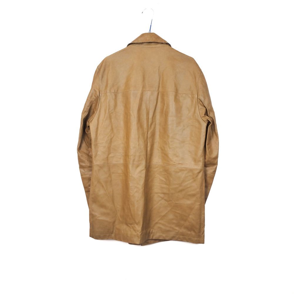 VIN-OUTW-32883 Vintage μπεζ δερμάτινο jacket M