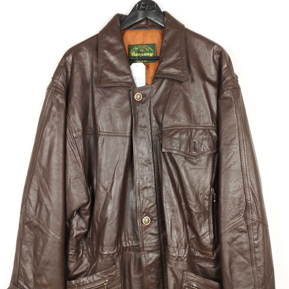 VIN-OUTW-28735 Vintage δερμάτινο jacket μακρύ καφέ L