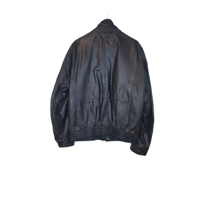VIN-OUTW-32882 Vintage δερμάτινο μαύρο μπόμπερ jacket M