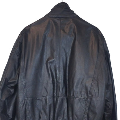VIN-OUTW-32882 Vintage δερμάτινο μαύρο μπόμπερ jacket M