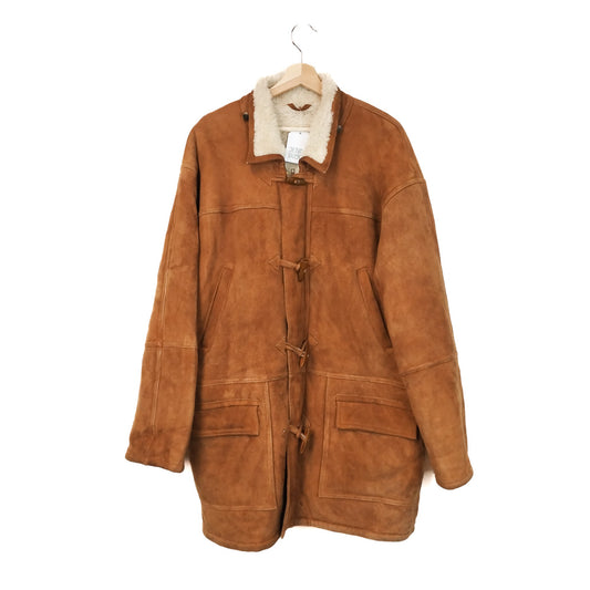 VIN-OUTW-33960 Vintage δερμάτινο σουέντ με γούνα jacket XL