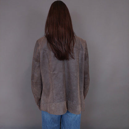 VIN-OUTW-33347 Vintage δερμάτινο σουέντ jacket καφέ 2XL