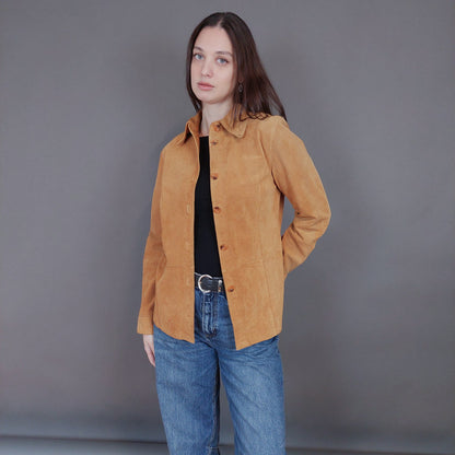 VIN-OUTW-33348 Vintage δερμάτινο σουέντ πουκάμισο S-M