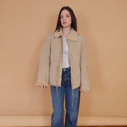 VIN-OUTW-34127 Vintage δερμάτινο suede ethnic style jacket M