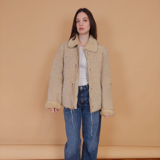 VIN-OUTW-34127 Vintage δερμάτινο suede ethnic style jacket M