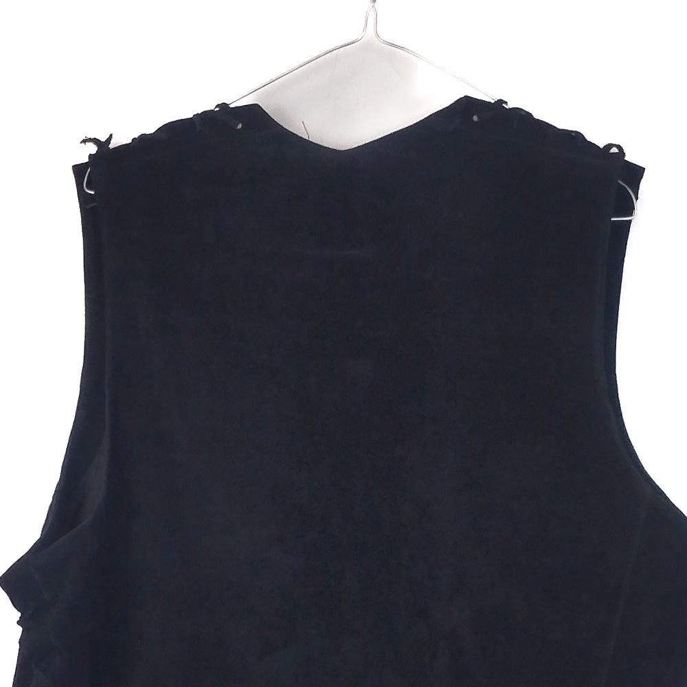 VIN-OUTW-32880 Vintage γιλέκο μαύρο δερμάτινο σουέντ XL