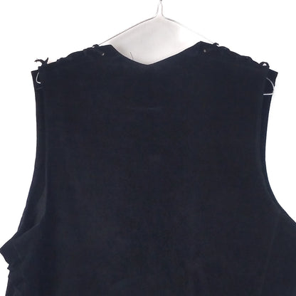 VIN-OUTW-32880 Vintage γιλέκο μαύρο δερμάτινο σουέντ XL