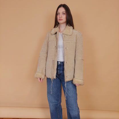 VIN-OUTW-34127 Vintage δερμάτινο suede ethnic style jacket M