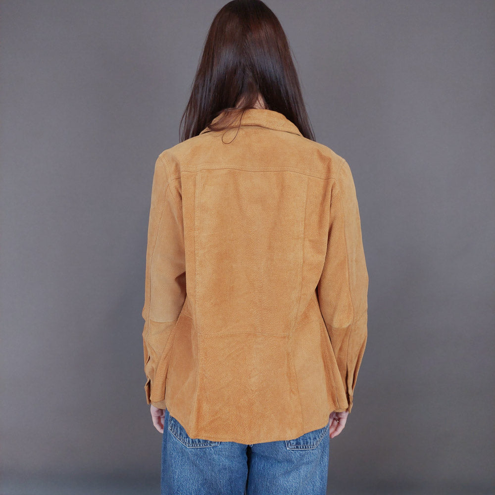 VIN-OUTW-33348 Vintage δερμάτινο σουέντ πουκάμισο S-M