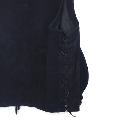 VIN-OUTW-32880 Vintage γιλέκο μαύρο δερμάτινο σουέντ XL