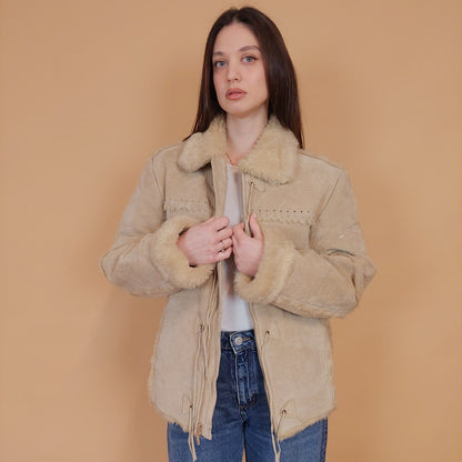 VIN-OUTW-34127 Vintage δερμάτινο suede ethnic style jacket M