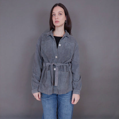 VIN-OUTW-33349 Vintage δερμάτινο σουέντ γκρι jacket M