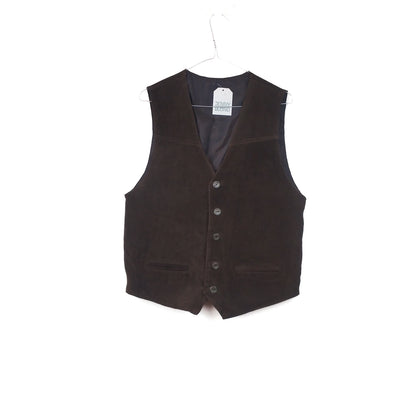 VIN-OUTW-32879 Vintage γιλέκο καφέ δερμάτινο σουέντ M