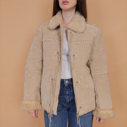 VIN-OUTW-34127 Vintage δερμάτινο suede ethnic style jacket M