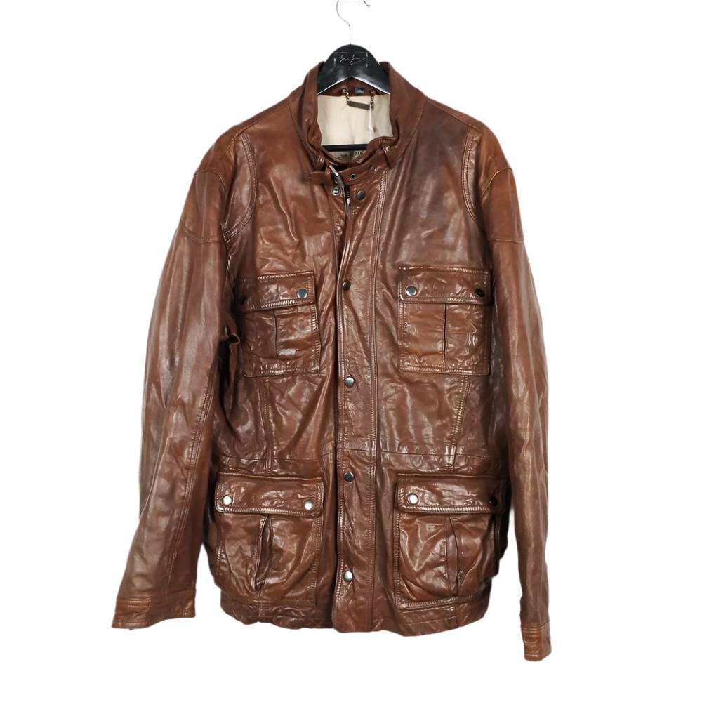 VIN-OUTW-28740 Vintage δερμάτινο jacket μακρύ καφέ L-XL