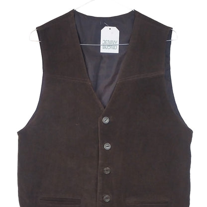 VIN-OUTW-32879 Vintage γιλέκο καφέ δερμάτινο σουέντ M