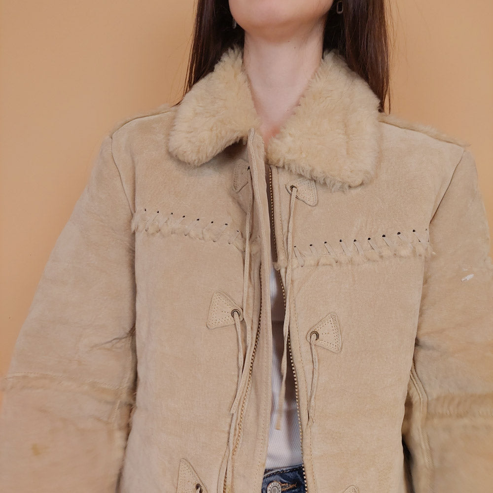 VIN-OUTW-34127 Vintage δερμάτινο suede ethnic style jacket M