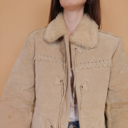 VIN-OUTW-34127 Vintage δερμάτινο suede ethnic style jacket M