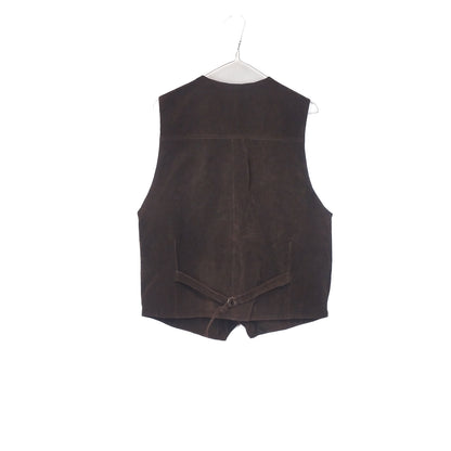 VIN-OUTW-32879 Vintage γιλέκο καφέ δερμάτινο σουέντ M