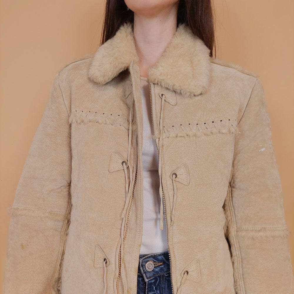 VIN-OUTW-34127 Vintage δερμάτινο suede ethnic style jacket M