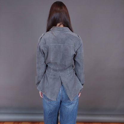 VIN-OUTW-33349 Vintage δερμάτινο σουέντ γκρι jacket M