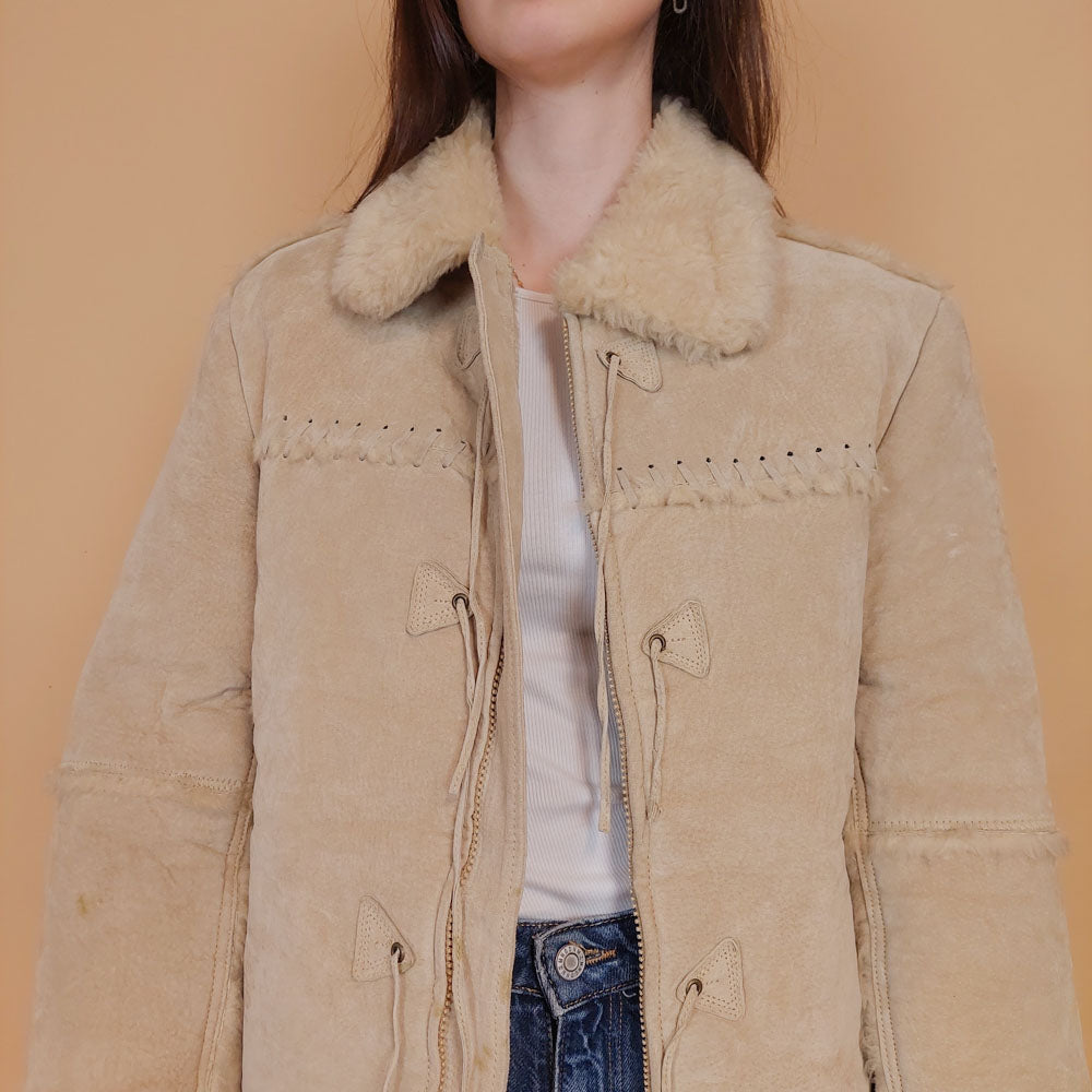 VIN-OUTW-34127 Vintage δερμάτινο suede ethnic style jacket M