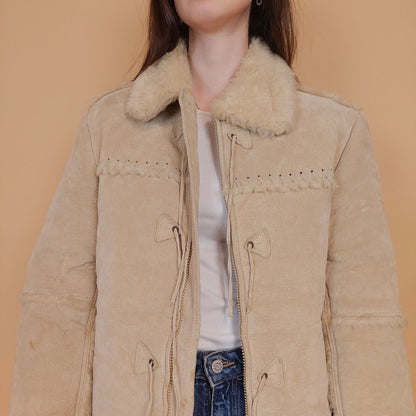 VIN-OUTW-34127 Vintage δερμάτινο suede ethnic style jacket M